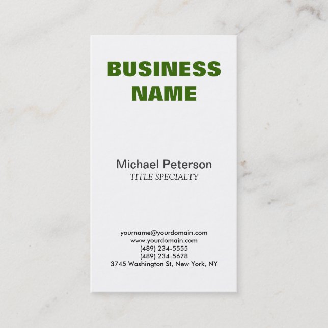 Berufliche Green Contemporary Business Card Visitenkarte (Vorderseite)