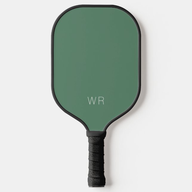 Berufliche grüne Monogramm-Initialen Pickleball Schläger (Vorderseite)