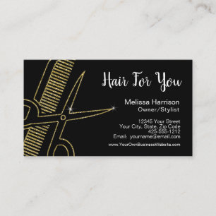 Berufliche Hairstylist-Gold-Glitzer-Schere Visitenkarte