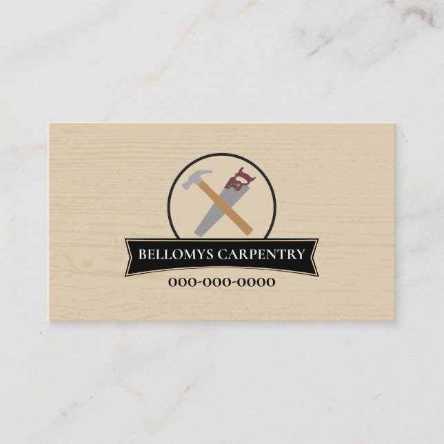 Berufliche Handyman Wood Grain Business Card Visitenkarte (Vorderseite)