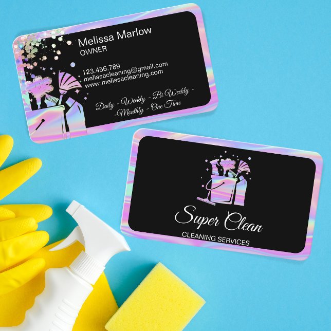 Berufliche Hausreinigung Haushaltshilfe Holograph  Visitenkarte (Von Creator hochgeladen)