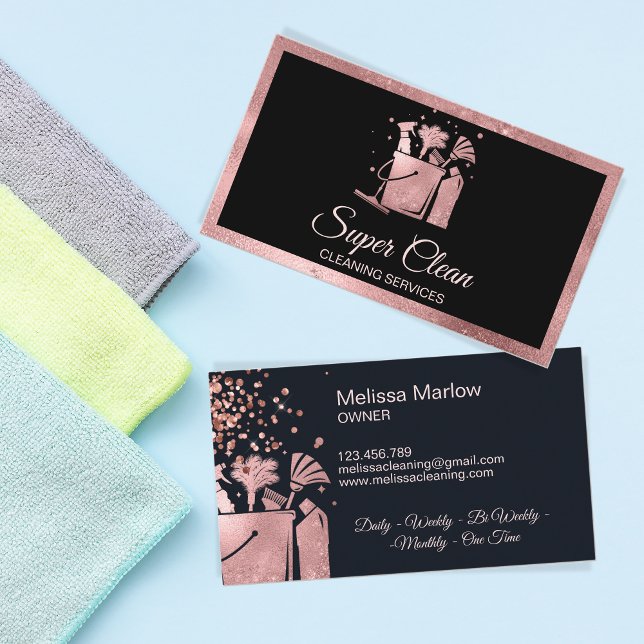 Berufliche Hausreinigung Rose Gold Glitzer Bus Visitenkarte (Von Creator hochgeladen)