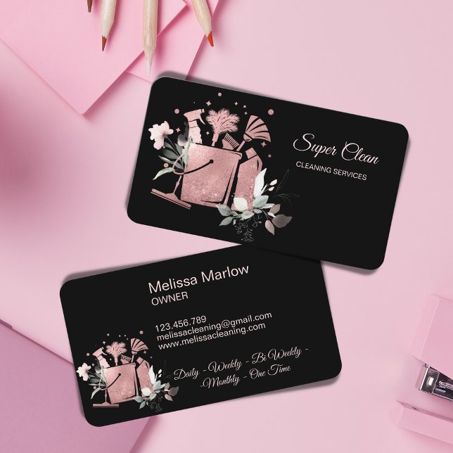 Berufliche Hausreinigung Rose Gold Glitzer Busi Visitenkarte (Von Creator hochgeladen)