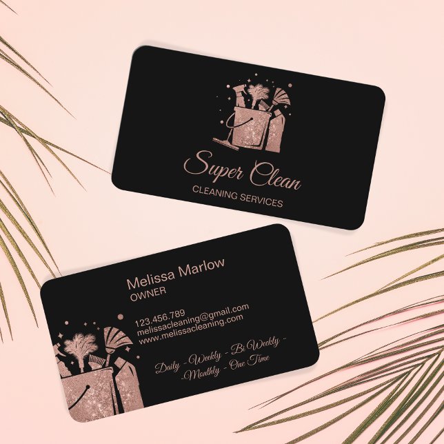 Berufliche Hausreinigung Rose Gold Glitzer Visitenkarte (Von Creator hochgeladen)
