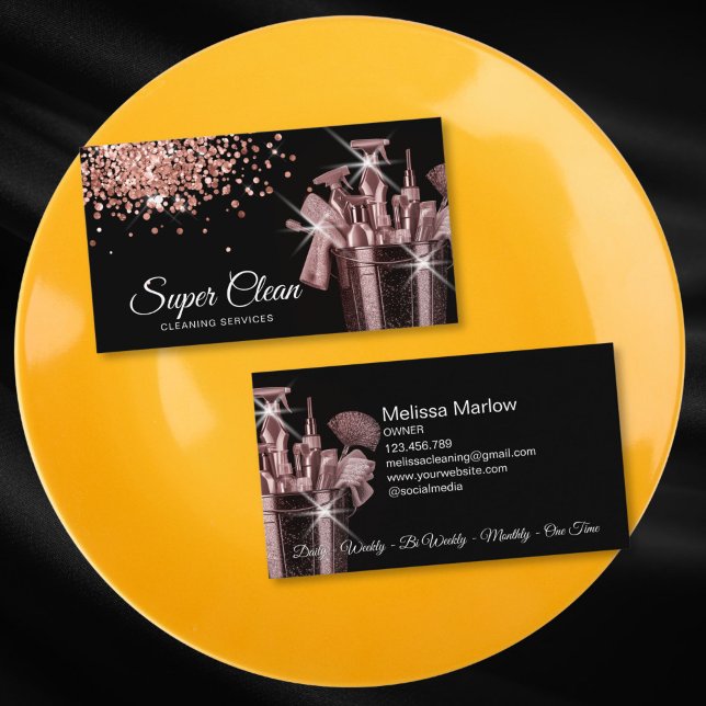 Berufliche Hausreinigung Visitenkarte (ROSE GOLD CLEANING TOOLS)