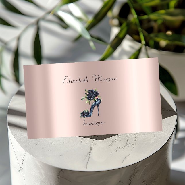 Berufliche High Heels Schwarze Rose Rose Gold Visitenkarte (Von Creator hochgeladen)