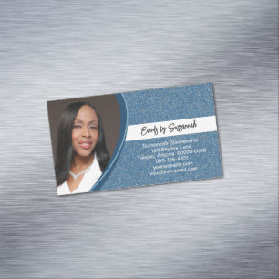 Berufliche Imitate Blue Glitzer Custom Foto Magnetische Visitenkarte