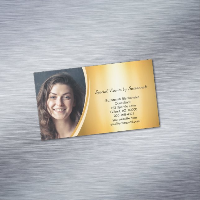 Berufliche Imitate Gold Flare Custom Foto Magnetische Visitenkarte (Beispiel)