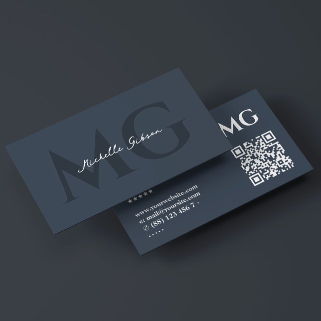 Berufliche Initiale Minimal Charcoal Blue Visitenkarte (Professional Initials Minimal Charcoal Blue Business Card
)