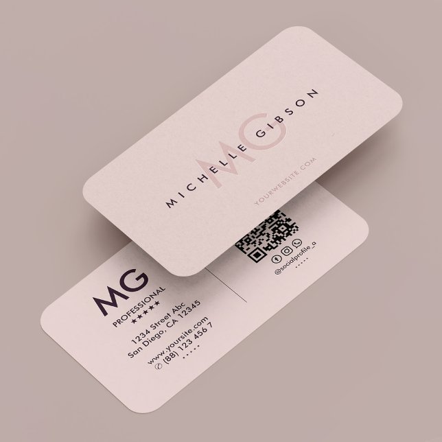 Berufliche Initialen Modernes Ästhetisches Rosa Visitenkarte (Professional Initials Modern Aesthetic Pink Business Card
)