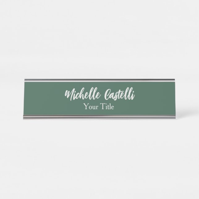 Berufliche Kalligrafie Modernes Minimalistisches G Schreibtischnamensplakette (Vorderseite )