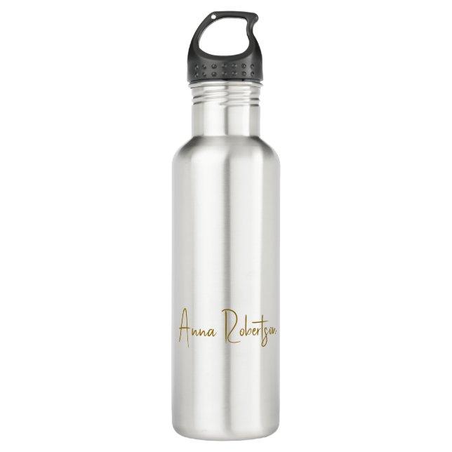 Berufliche Kalligraphie in Gold Minimalistisch Edelstahlflasche (Vorderseite)