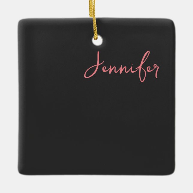 Berufliche Kalligraphie Name Minimalistisch Schlic Keramikornament (Vorderseite)
