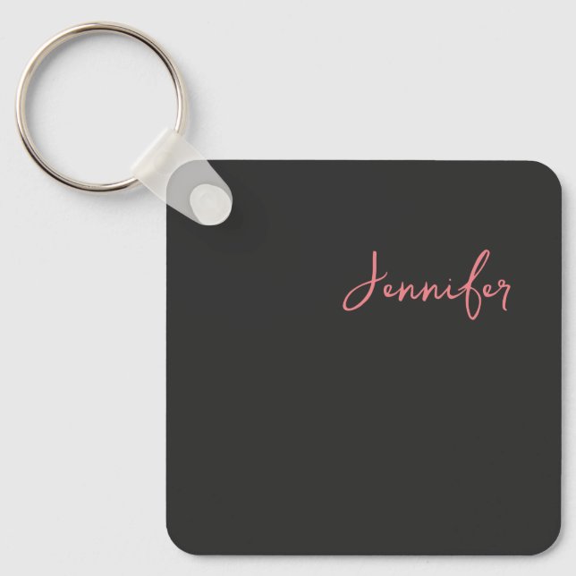 Berufliche Kalligraphie Name Minimalistisch Schlic Schlüsselanhänger (Vorderseite)
