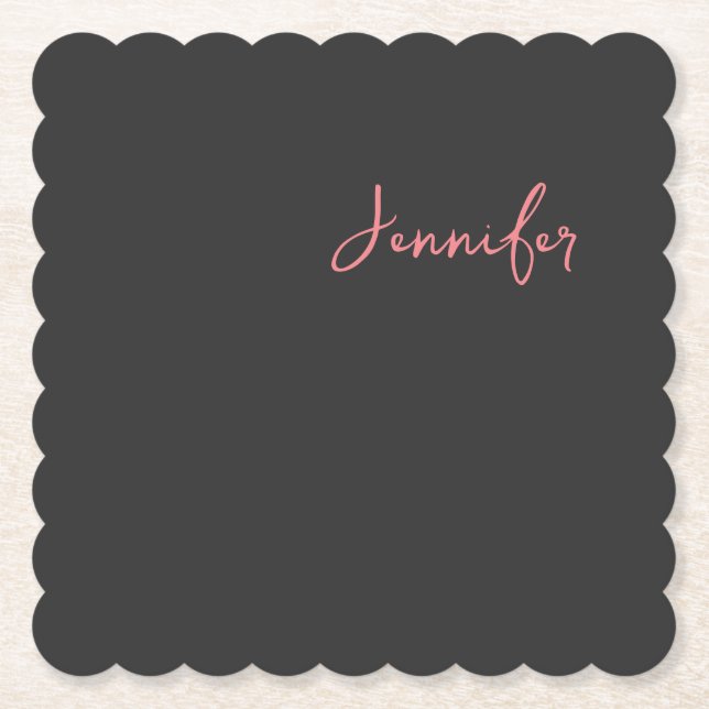 Berufliche Kalligraphie Name Minimalistisch Schlic Untersetzer (Vorderseite)