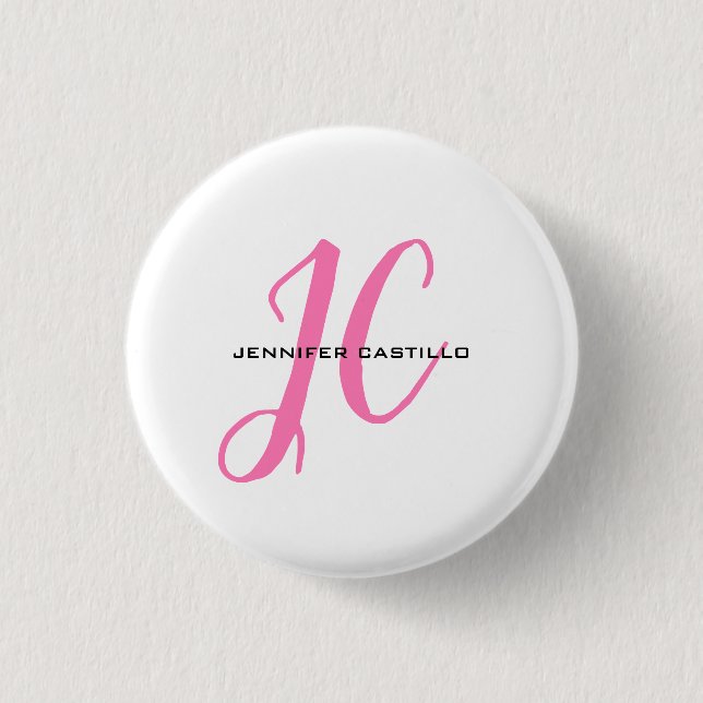 Berufliche Kalligraphie-Script-Monogram-Girly Button (Vorderseite)