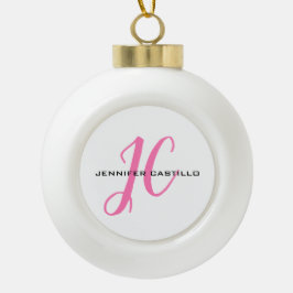 Berufliche Kalligraphie-Script-Monogram-Girly Keramik Kugel-Ornament