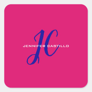 Berufliche Kalligraphie-Script-Monogram-Girly Quadratischer Aufkleber