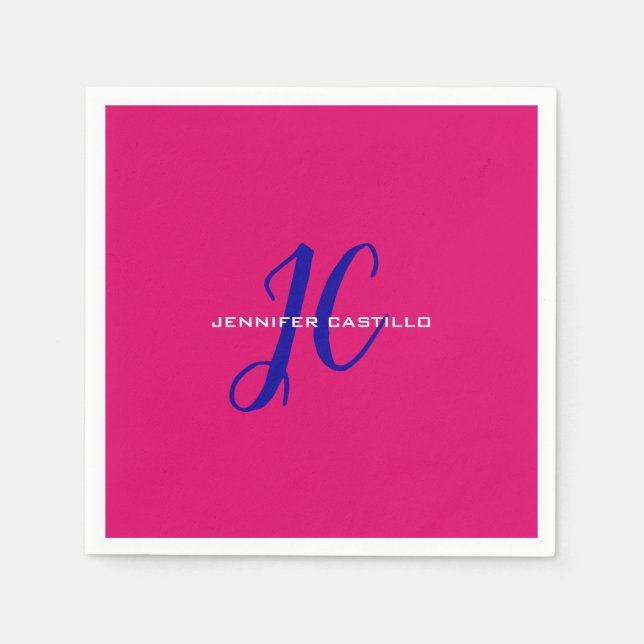 Berufliche Kalligraphie-Script-Monogram-Girly Serviette (Vorderseite)