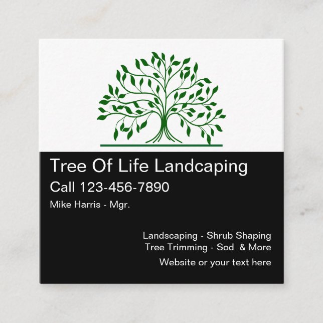 Berufliche landschaftlich gestaltende einzigartige quadratische visitenkarte (Vorderseite)