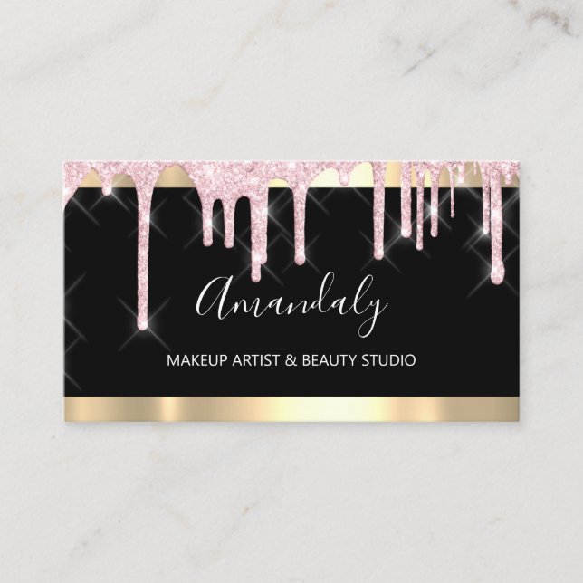 Berufliche Lash Makeup Artist Black Pink Tropfen Visitenkarte (Vorderseite)