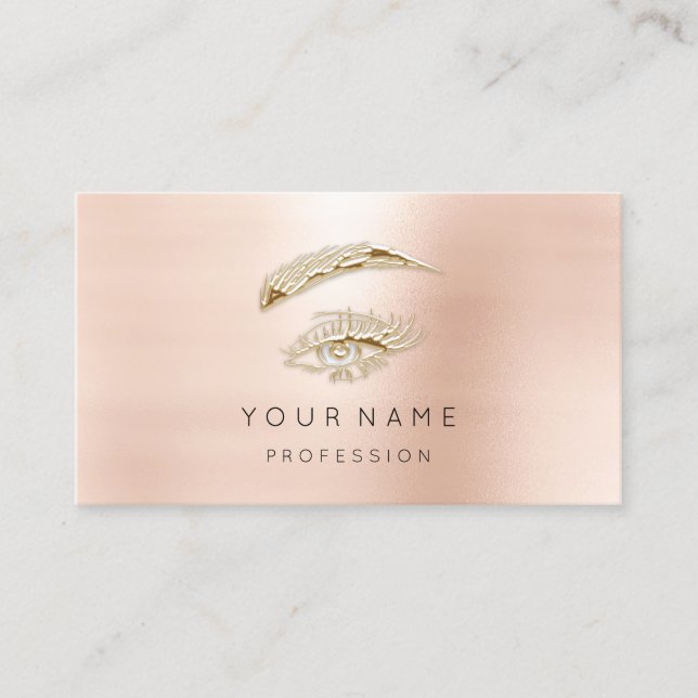 Berufliche Lashes Brows Makeup Gold Blush Visitenkarte (Vorderseite)
