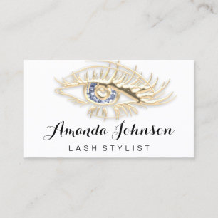 Berufliche Lashes Brows Makeup Logo Gold Blau Visitenkarte