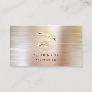 Berufliche Lashes Brows Makeup Logo Gold Brushed Visitenkarte
