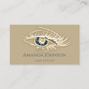 Berufliche Lashes Brows Makeup Logo Gold Mustard Visitenkarte