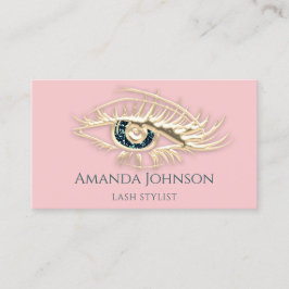 Berufliche Lashes Brows Makeup Logo Gold Pink Visitenkarte