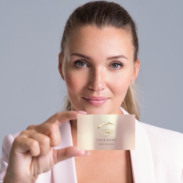 Berufliche Lashes Brows Makeup Logo Gold Rose Bu Visitenkarte (Professional Lashes Brows Makeup Logo Gold Rose Bu Business Card)