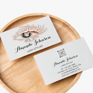 Berufliche Lashes Brows Makeup Logo Rose grau Visitenkarte