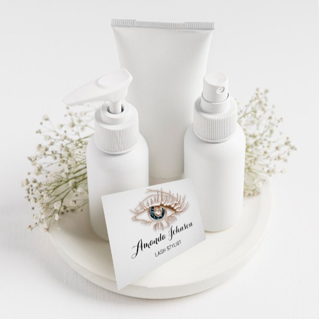 Berufliche Lashes Makeup-Logo-Rose weiß Visitenkarte (Von Creator hochgeladen)