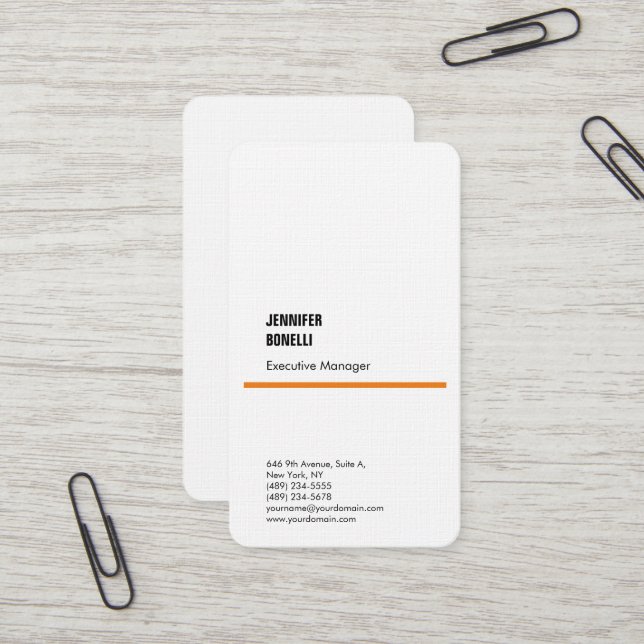 Berufliche Leinen minimalistisch, modern orange we Visitenkarte (Vorderseite/Rückseite Beispiel)