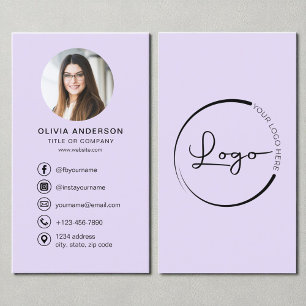 Berufliche Lila Lilac-Foto-Logos Social Media Visitenkarte