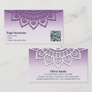 Berufliche Lila Mandala Yoga Business Card Treuekarte
