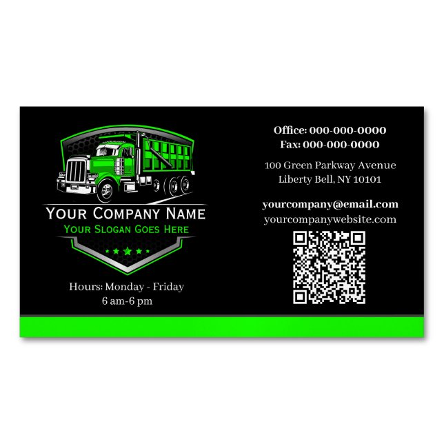 Berufliche LKW-Abschleppfirma QR-Code Magnetische Visitenkarte (Vorderseite)