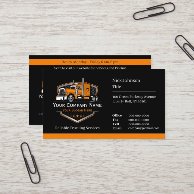 Berufliche LKW-Abschleppfirma QR-Code Visitenkarte (Vorderseite/Rückseite Beispiel)