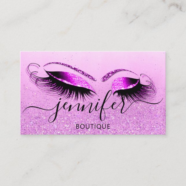 Berufliche Logo-Makeup-Künstler Rosa Glitzer Visitenkarte (Vorderseite)