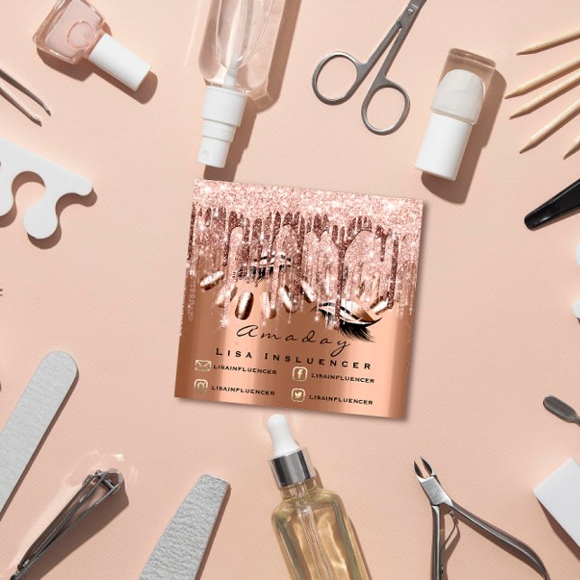 Berufliche Makeup Artist Nagelmaniküre Rose Quadratische Visitenkarte (Von Creator hochgeladen)