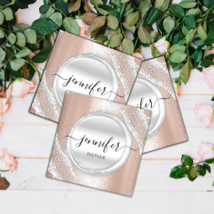 Berufliche Makeup Artist Rose Silver Grau Logo Quadratische Visitenkarte