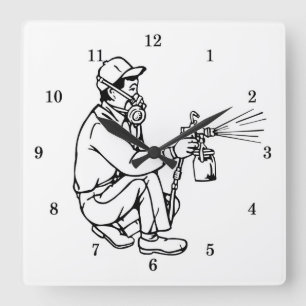 Berufliche Malerin Quadratische Wanduhr