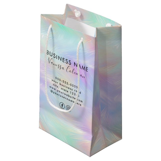 Berufliche Markenbezeichnung Minimaler Text Irides Kleine Geschenktüte (Vorderseite Schrägansicht)