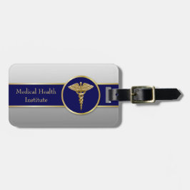 Berufliche Medizin Caduceus Gold Blue Gepäckanhänger