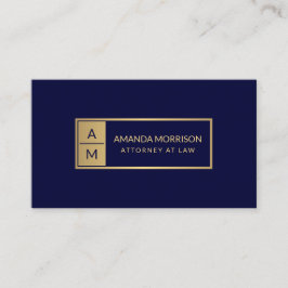 Berufliche Minimal Monogram Gold/Marine Anwälte Visitenkarte
