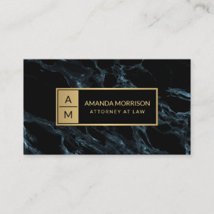 Berufliche Minimal-Monogramm-Blauer Marmor Visitenkarte