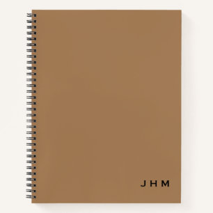 Berufliche Minimal-Tan- und Schwarz-Monogramm Notizbuch