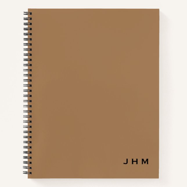 Berufliche Minimal-Tan- und Schwarz-Monogramm Notizbuch (Vorderseite)