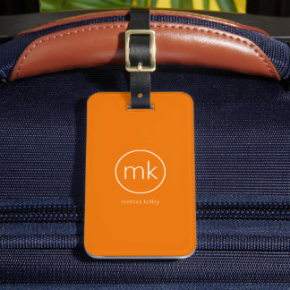 Berufliche Minimale Monogramm-Mandarine Orange Gepäckanhänger