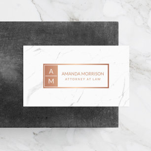 Berufliche Minimale Monogramm-Rose Gold/Marmor Visitenkarte